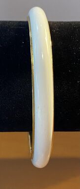 White Enamel Bangle Bracelet Women's Gold Tone Stackable